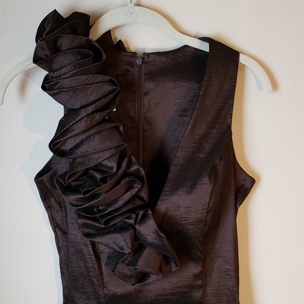 Cache Bronze Metallic Sheen Sheath Dress Size 8 - Picture 2 of 6